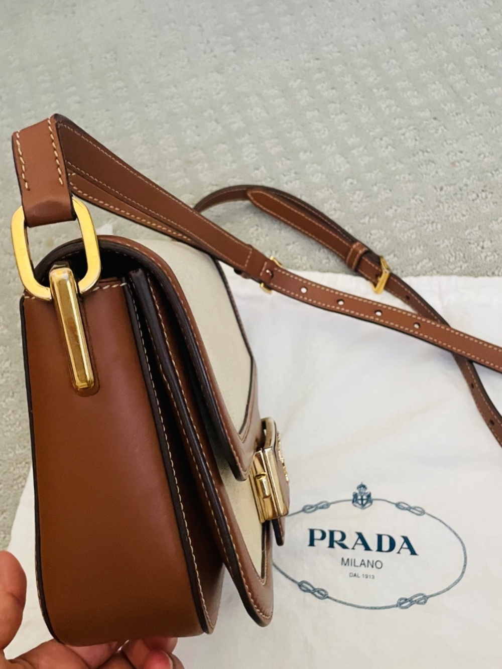 PRADA AUTHENTIC EMBLEME FLAP SHOULDER BAG - Picture 3 of 7